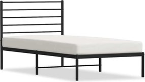 vidaXL fekete fém ágykeret fejtámlával 75 x 190 cm