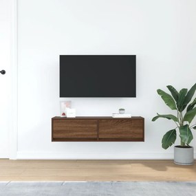 TV Szekrény Barna Tölgy 100x31x25,5 cm Szerelt Fa