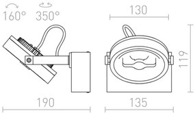 RED - Design Rendl - R12332 - LED Fali spotlámpa KELLY LED/12W/230V