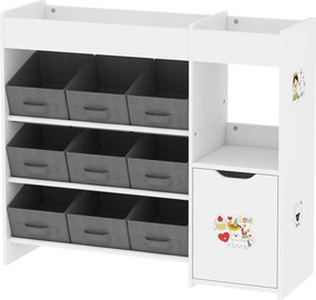 AIYAPLAY Játékpolc Gyermekeknek 9 Átforgatható Kosárral és Matrica Lappal Támogatva | Aosom