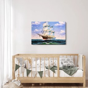 Kép egy hajóról a hullámokon (90x60 cm)