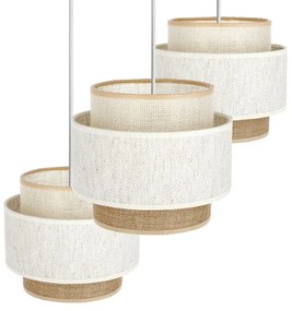 Kábelre függeszthető BOHO csillár 3xE27/60W/230V fehér/juta