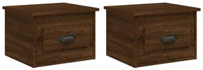 2db barna tölgyszínű falra szerelhető éjjeliszekrény 41,5x36x28