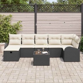 Kerti Kanapé Szett 8 pcs Fekete és krémszínű 289 x 124 x 85 cm