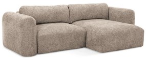 Világosbarna zsenília kinyitható-tárolóhelyes sarokkanapé (jobb oldali-heverő résszel) Mele – Makamii