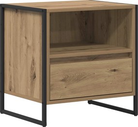 vidaXL Éjjeli asztal fiókkal Művészi tölgy 50 x 39,5 x 50 cm Faanyag