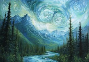 Fotótapéta - Táj Van Gogh érintésével (147x102 cm)