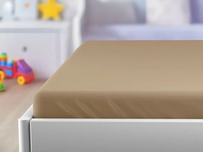 Jersey gumis lepedő gyermek kiságyba bézs 60 x 120 cm