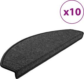 vidaXL 10 db antracitszürke félkör alakú lépcsőszőnyegek 65 x 24 x 4 cm