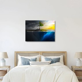 Két oldalt mutató kép (üvegen) (70x50 cm)