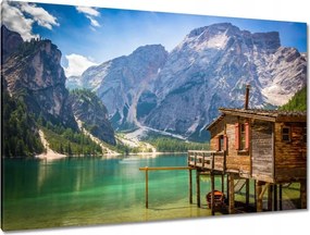 Festmények 120x80 Fa házikó a hegyekben