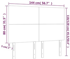 sötétbarna szövet LED-es fejtámla 144x5x118/128 cm