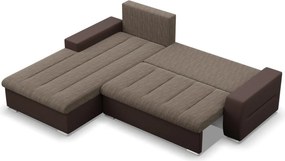 Toronto sarokkanapé, 2 ágyneműtartóval, fonott + műbőr, baloldali, barna