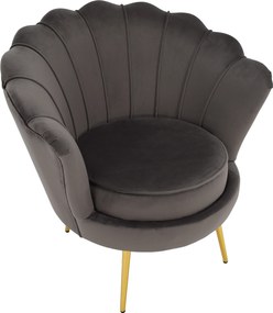 Art-deco stílusú fotel, szürkésbarna Velvet szövet/gold arany króm, NOBLEO