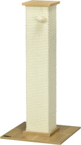 PawHut Kaparófa, 80 cm, Macskák számára játék labdával, Zsinegkaparó, Macska kaparófelülettel, Macskabútor, Tölgy+Krémfehér | Aosom