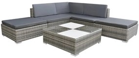 vidaXL 6 részes szürke polyrattan kerti ülőgarnitúra párnákkal