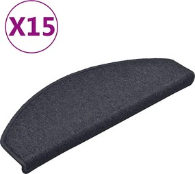 vidaXL 15 db sötétszürke és kék félkör alakú lépcsőszőnyegek, nagy, 65 x 24 x 4 cm