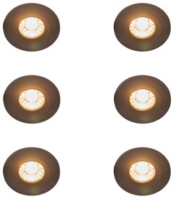 6 darabos modern, fekete, kerek, süllyesztett spotlámpa szett IP44 - Xena