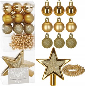 Karácsonyfadísz Nád 11DB-OS Karácsonyfa Gyöngyök Szett Törhetetlen+csillag