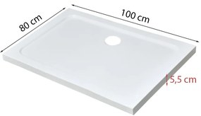 Modena Slim aszimmetrikus szögletes akril zuhanytálca, 80x100 cm