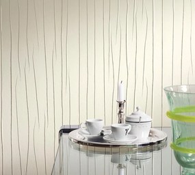 Krémszínű vinil tapéta flizelin domború mintával