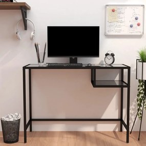 fekete márvány edzett üveg számítógépasztal 100 x 36 x 74 cm