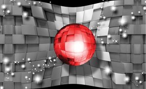 Fotótapéta Absztrakt 3D Piros-szürke Gömbök Kocka dinamika 368x254 +ragasztó