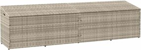 Világosszürke Polyrattan Kerti Tárolóláda 220X50X58 Cm