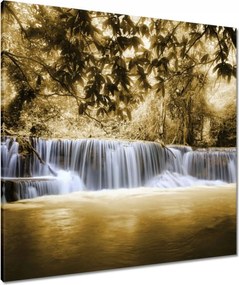 Vászonkép 80x80 Vízesés szépia színben