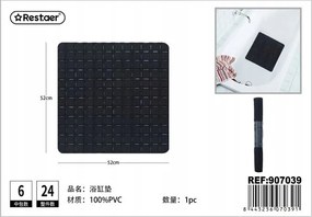 Fürdőszobaszőnyeg Pvc Fekete 52x52cm Csúszásgátló