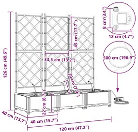 Kerti ültetők Fehér 120 x 40 x 126 cm Acél