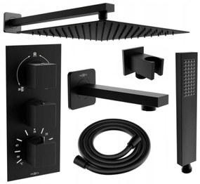 Mexen Cube DR02 fali- és zuhanycsaptelep szett esőztetővel 30 cm, fekete - 77503DR0230-70