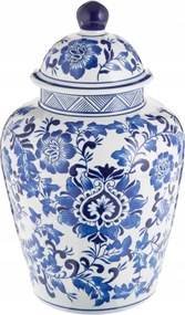 tároló váza Fehér Kék virág mintás Ginger amfora urna mozaik váza