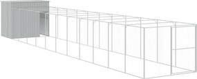 vidaXL világosszürke horganyzott acél tetős kutyakennel 214x1273x181cm