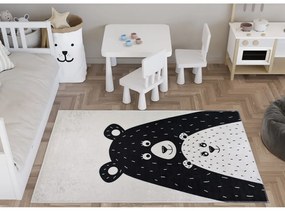 Fekete-fehér mosható gyerek szőnyeg 80x120 cm Bear Family – Vitaus