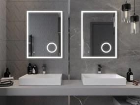 Mexen Kala világított fürdőszobai tükör kozmetikai tükörrel 60 x 80 cm, LED 6000K, páramentesítő