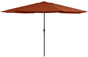 terrakotta színű kültéri napernyő fémrúddal 390 cm