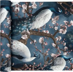 Növényi Mintás Tapéta, Páva, Virágok, Levelek Flizelinen Mosható Vinil