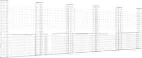 vidaXL U-alakú vas gabionkosár 6 oszloppal 620 x 20 x 200 cm