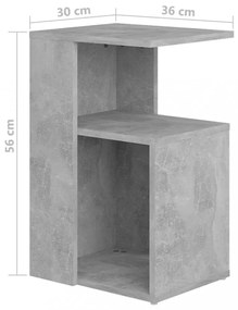betonszürke szerelt fa kisasztal 36 x 30 x 56 cm