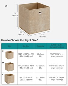 Hordozható tárolódobozok, 6 darabos szett, hajtogatható, homokbézs színben