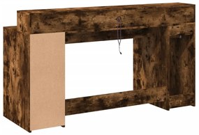 füstös tölgy színű szerelt fa íróasztal LED-ekkel 160x55x91 cm