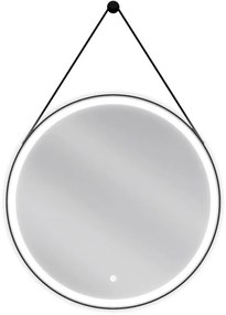 Mexen Reni, LED fürdoszobai tükör háttérvilágítással 70x70 cm, 6000K, fekete keret, páramentes, 9812-070-070-611-70
