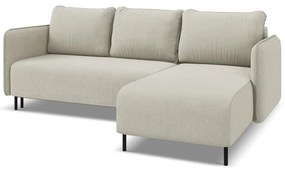 Bézs kinyitható-tárolóhelyes sarokkanapé (jobb oldali) Luana – Makamii