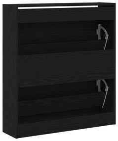 vidaXL Cipőtároló Flip Fiókkal Fekete Tölgy 80x21x87,5 cm