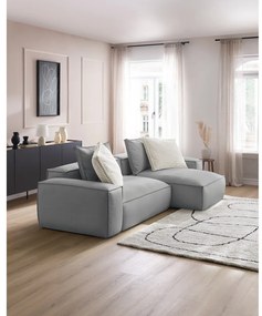 Világosszürke bőrutánzat sarokkanapé (variálható) Boheme – Bobochic Paris