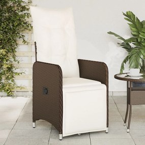 vidaXL barna polyrattan dönthető kerti szék párnákkal