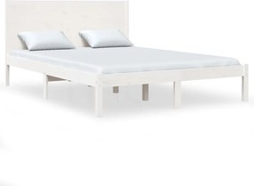 vidaXL fehér tömör fenyőfa ágy matrac nélkül 140x190 cm