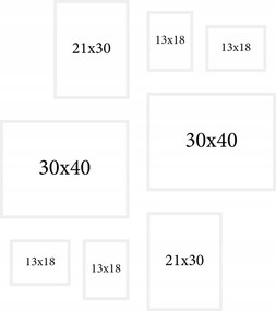 Képkeret Fehér 8db-os szett 30x40, A4 13x18