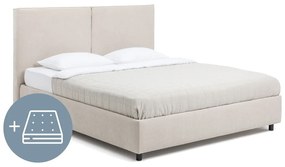 Bézs kárpitozott ágyneműtartós franciaágy matraccal, ágyráccsal 180x200 cm Myra Bold – Bonami Selection